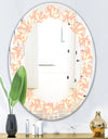 Retro Floral Pattern V - Modern Round or Oval Wall Mirror - Leaves