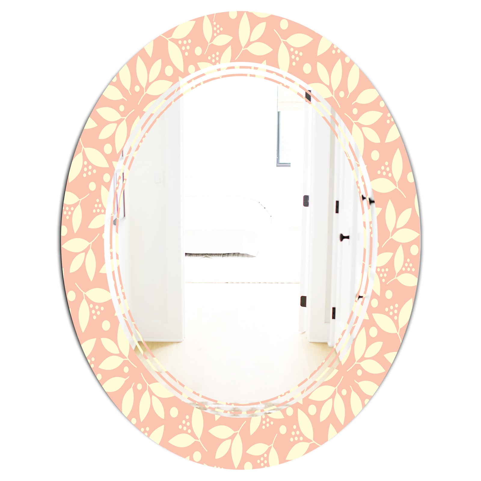 Retro Floral Pattern V - Modern Round or Oval Wall Mirror - Triple C