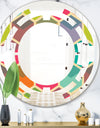 Retro Hexagon Pattern I - Modern Round or Oval Wall Mirror - Space