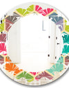 Retro Hexagon Pattern I - Modern Round or Oval Wall Mirror - Leaves
