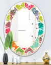 Retro Hexagon Pattern I - Modern Round or Oval Wall Mirror - Leaves