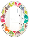 Retro Hexagon Pattern I - Modern Round or Oval Wall Mirror - Leaves