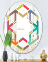 Retro Hexagon Pattern I - Modern Round or Oval Wall Mirror - Hexagon Star