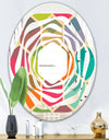 Retro Hexagon Pattern I - Modern Round or Oval Wall Mirror - Whirl