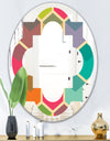 Retro Hexagon Pattern I - Modern Round or Oval Wall Mirror - Quatrefoil