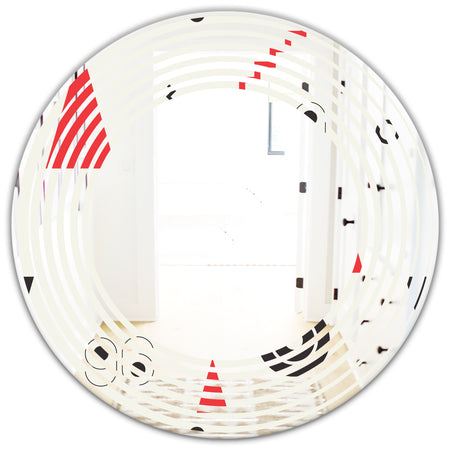 Triangular Retro Design III - Modern Round or Oval Wall Mirror - Wave