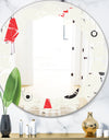 Triangular Retro Design III - Modern Round or Oval Wall Mirror - Leaves