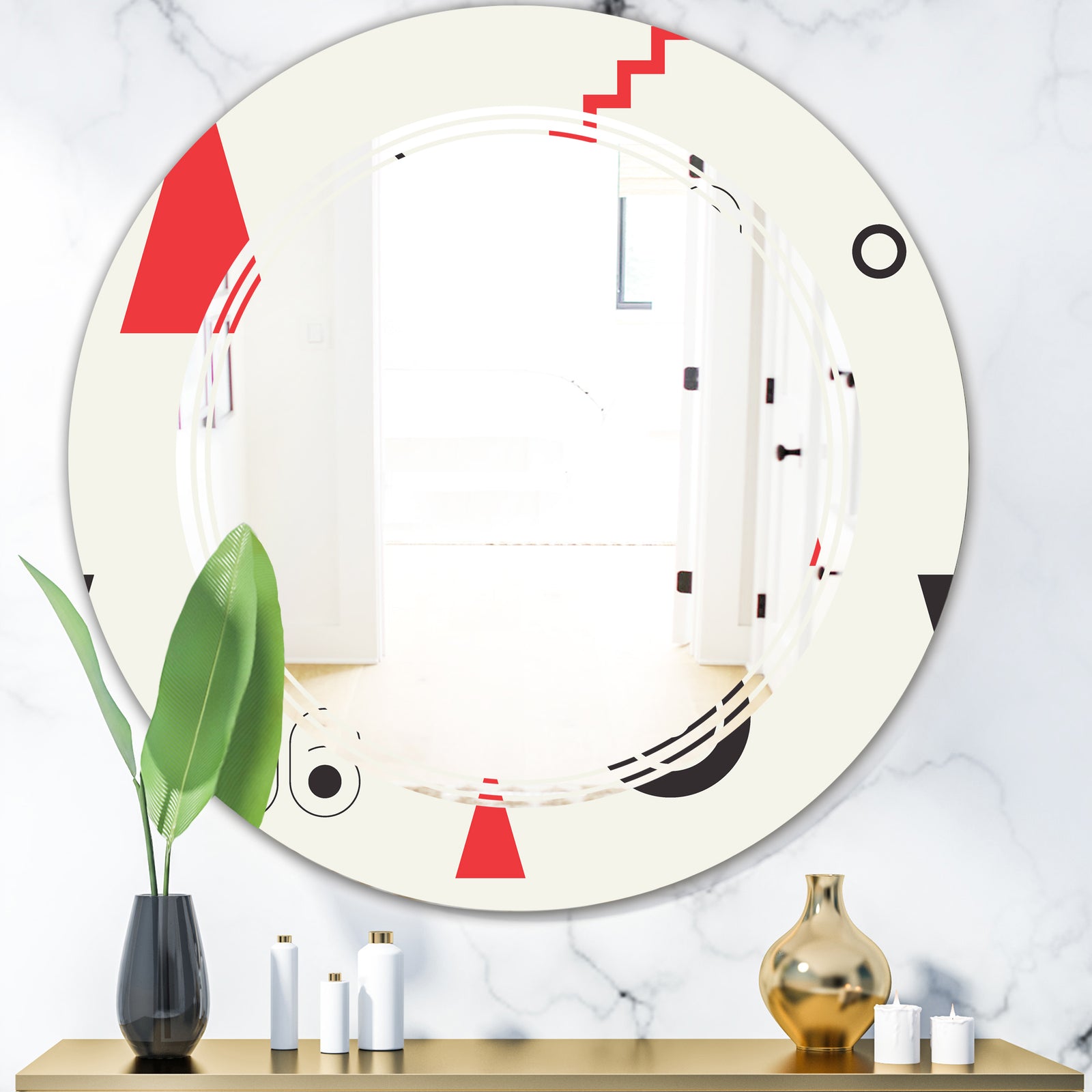 Triangular Retro Design III - Modern Round or Oval Wall Mirror - Triple C