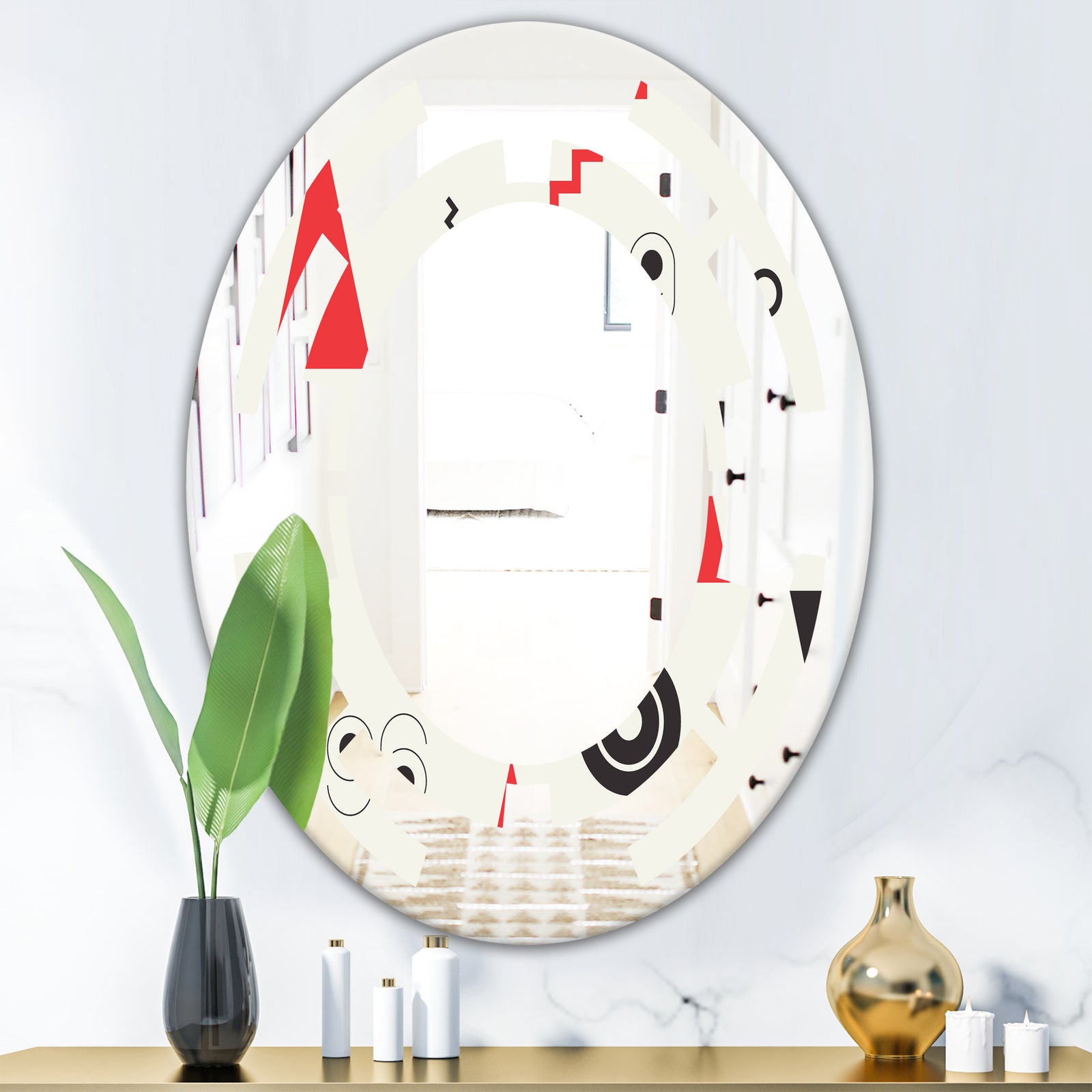 Triangular Retro Design III - Modern Round or Oval Wall Mirror - Space