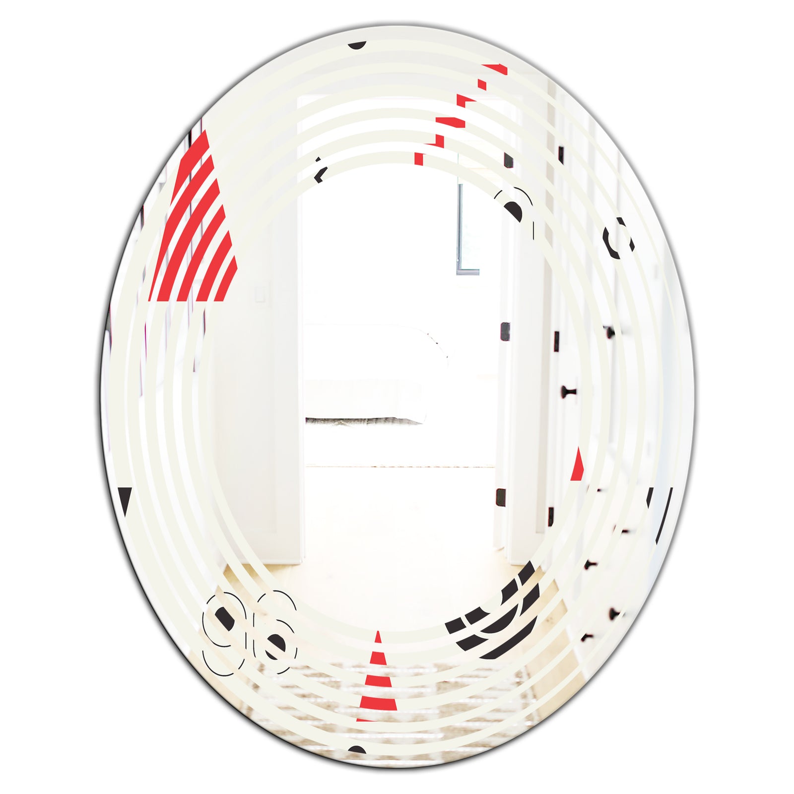 Triangular Retro Design III - Modern Round or Oval Wall Mirror - Wave