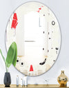 Triangular Retro Design III - Modern Round or Oval Wall Mirror - Leaves