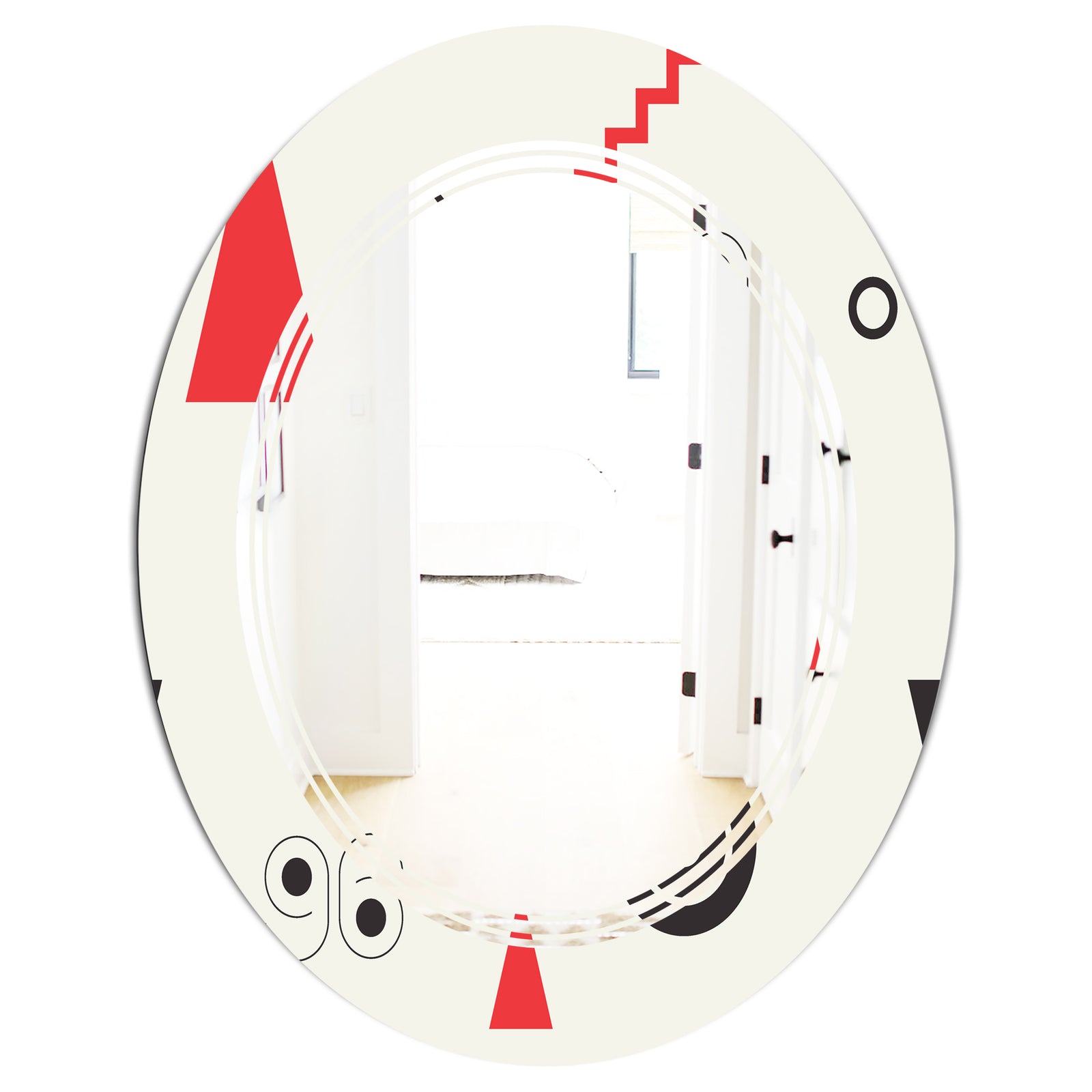 Triangular Retro Design III - Modern Round or Oval Wall Mirror - Triple C