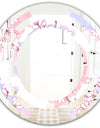 Retro Pink Flower Pattern I - Cottage Round or Oval Wall Mirror - Space