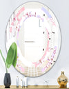 Retro Pink Flower Pattern I - Cottage Round or Oval Wall Mirror - Space