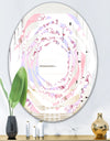 Retro Pink Flower Pattern I - Cottage Round or Oval Wall Mirror - Whirl