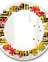 Tropical Gold Luxury Pattern I - Modern Round or Oval Wall Mirror - Leaves