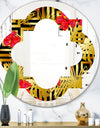 Tropical Gold Luxury Pattern I - Modern Round or Oval Wall Mirror - Quatrefoil