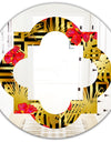 Tropical Gold Luxury Pattern I - Modern Round or Oval Wall Mirror - Quatrefoil