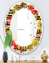 Tropical Gold Luxury Pattern I - Modern Round or Oval Wall Mirror - Leaves