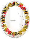 Tropical Gold Luxury Pattern I - Modern Round or Oval Wall Mirror - Leaves