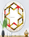 Tropical Gold Luxury Pattern I - Modern Round or Oval Wall Mirror - Hexagon Star