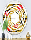 Tropical Gold Luxury Pattern I - Modern Round or Oval Wall Mirror - Whirl