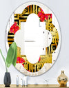 Tropical Gold Luxury Pattern I - Modern Round or Oval Wall Mirror - Quatrefoil