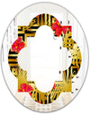 Tropical Gold Luxury Pattern I - Modern Round or Oval Wall Mirror - Quatrefoil