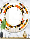 Tropical Gold Luxury Pattern III - Modern Round or Oval Wall Mirror - Space