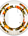 Tropical Gold Luxury Pattern III - Modern Round or Oval Wall Mirror - Space