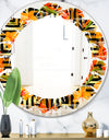Tropical Gold Luxury Pattern III - Modern Round or Oval Wall Mirror - Leaves