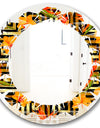 Tropical Gold Luxury Pattern III - Modern Round or Oval Wall Mirror - Leaves