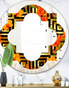 Tropical Gold Luxury Pattern III - Modern Round or Oval Wall Mirror - Quatrefoil