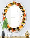 Tropical Gold Luxury Pattern III - Modern Round or Oval Wall Mirror - Leaves