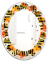 Tropical Gold Luxury Pattern III - Modern Round or Oval Wall Mirror - Leaves