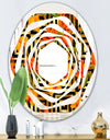 Tropical Gold Luxury Pattern III - Modern Round or Oval Wall Mirror - Whirl