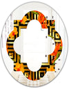 Tropical Gold Luxury Pattern III - Modern Round or Oval Wall Mirror - Quatrefoil