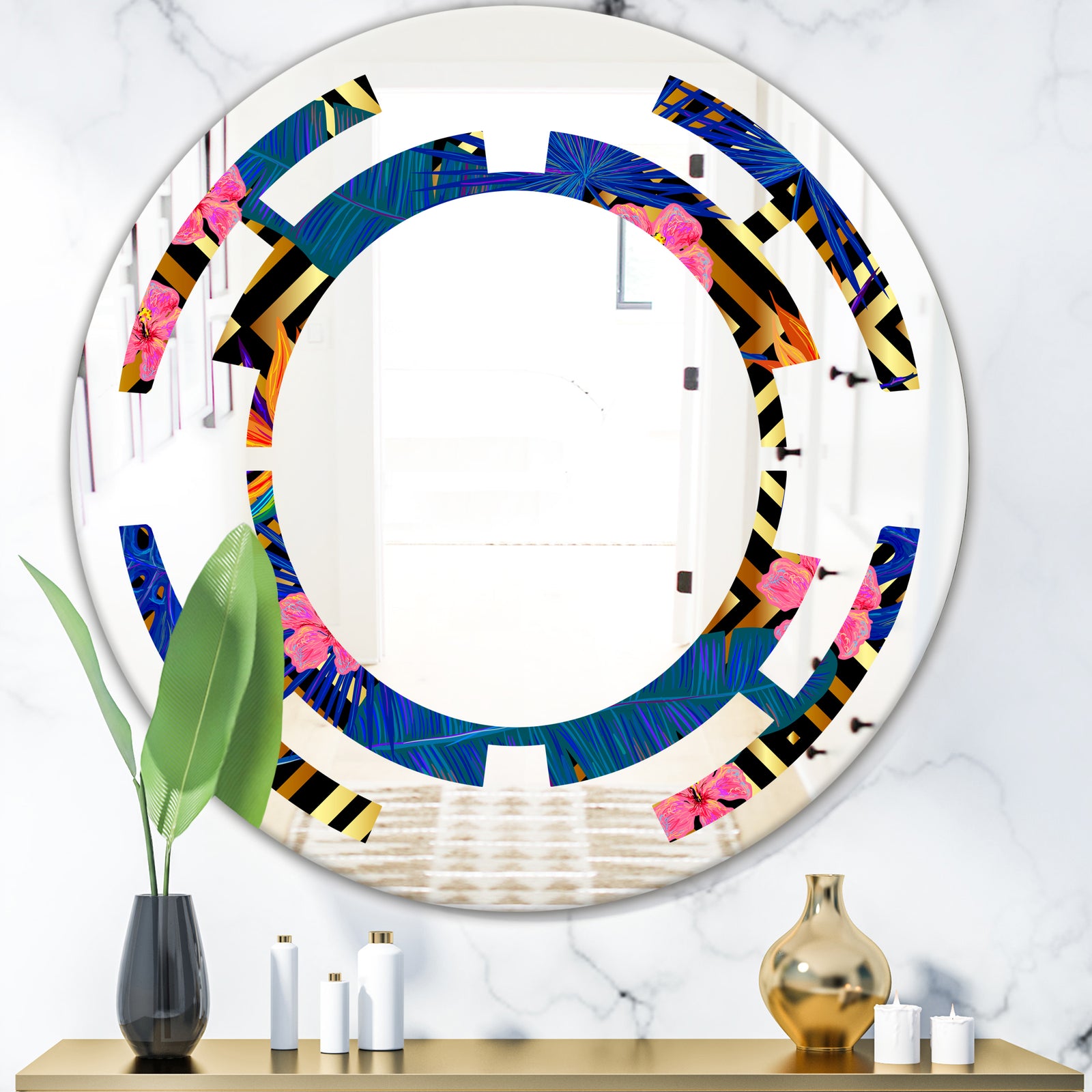 Abstract Retro Design IV - Modern Round or Oval Wall Mirror - Space