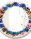 Abstract Retro Design IV - Modern Round or Oval Wall Mirror - Leaves