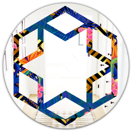 Abstract Retro Design IV - Modern Round or Oval Wall Mirror - Hexagon Star
