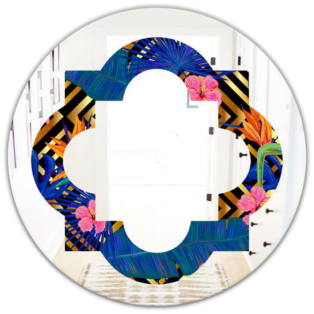 Abstract Retro Design IV - Modern Round or Oval Wall Mirror - Quatrefoil