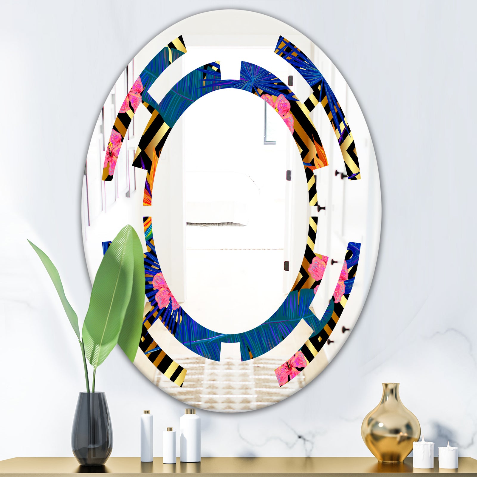 Abstract Retro Design IV - Modern Round or Oval Wall Mirror - Space