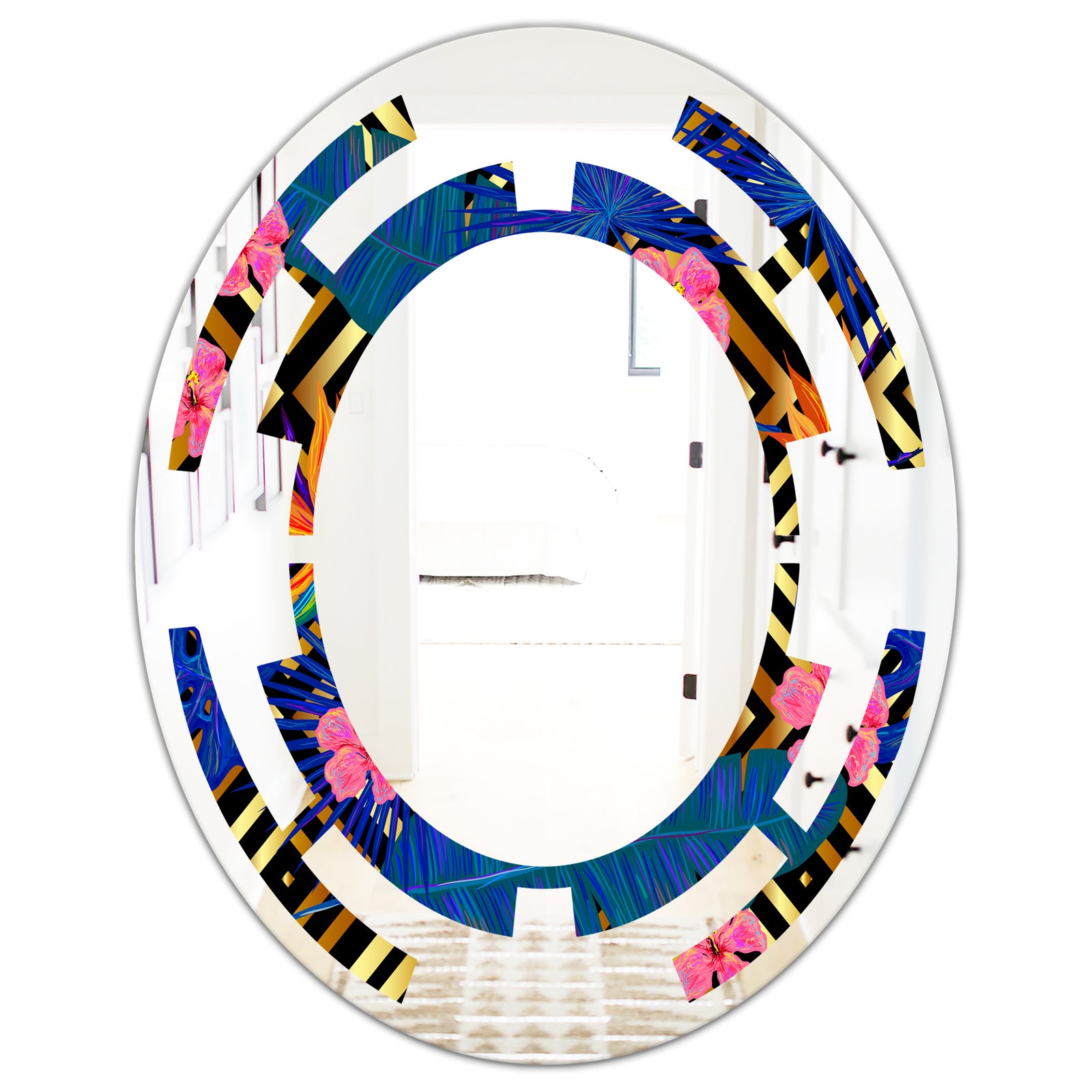 Abstract Retro Design IV - Modern Round or Oval Wall Mirror - Space