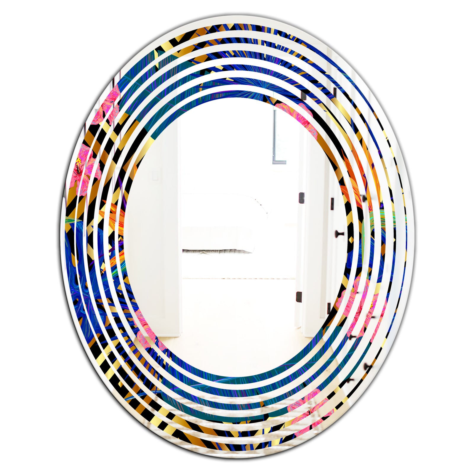 Abstract Retro Design IV - Modern Round or Oval Wall Mirror - Wave