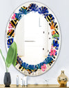 Abstract Retro Design IV - Modern Round or Oval Wall Mirror - Leaves