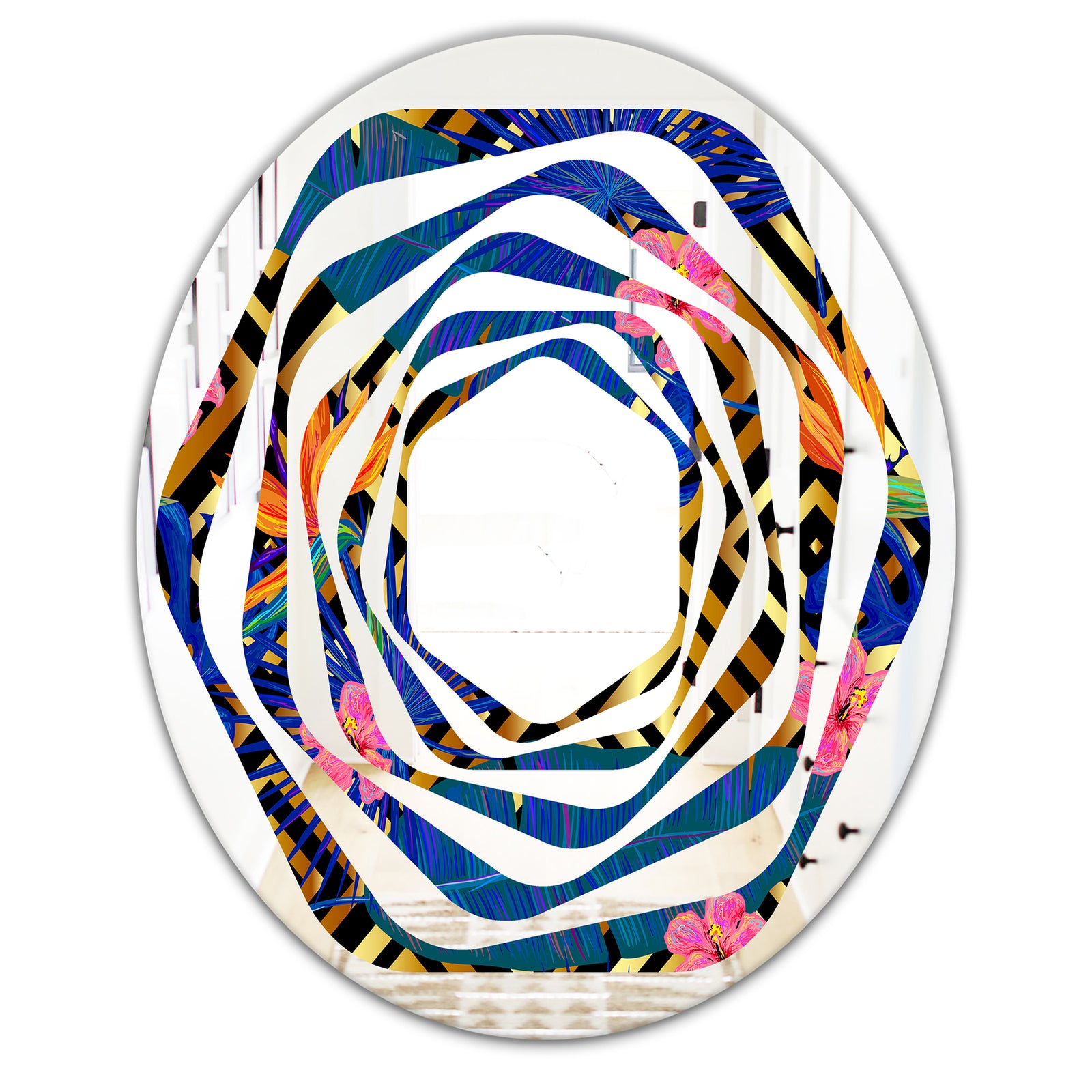 Abstract Retro Design IV - Modern Round or Oval Wall Mirror - Whirl
