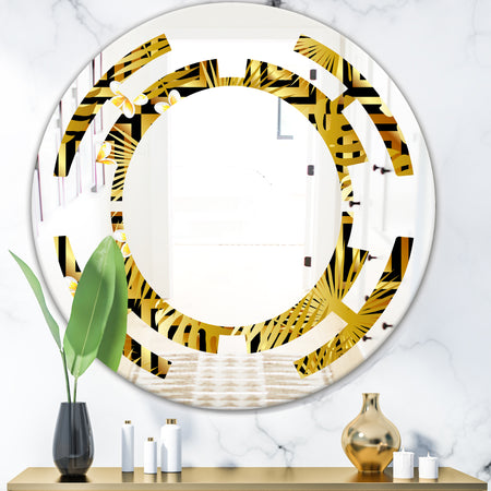 Modern gold luxury pattern - Modern Round or Oval Wall Mirror - Space