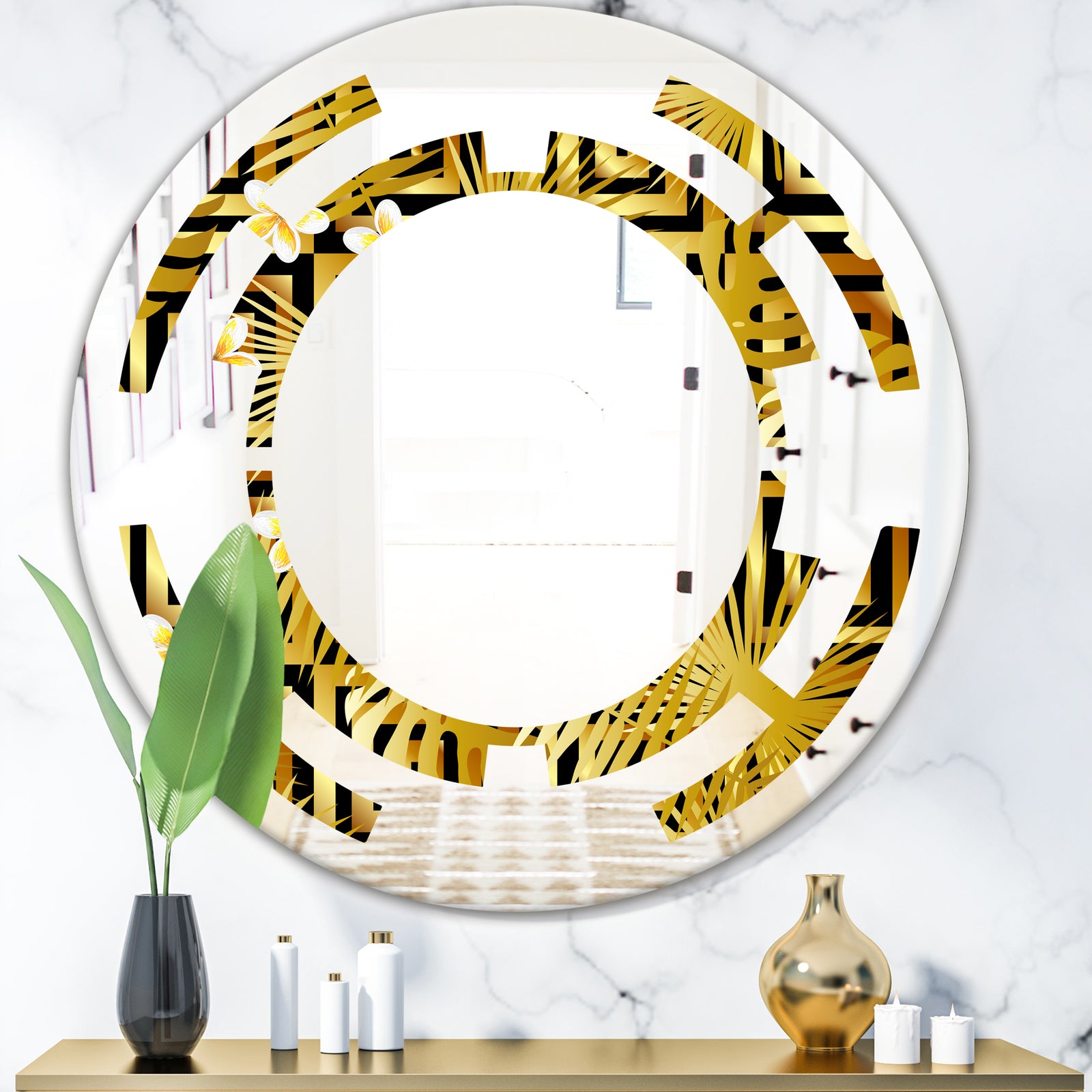 Modern gold luxury pattern - Modern Round or Oval Wall Mirror - Space