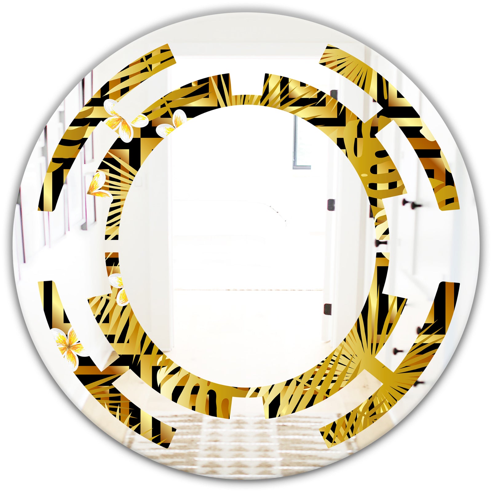 Modern gold luxury pattern - Modern Round or Oval Wall Mirror - Space