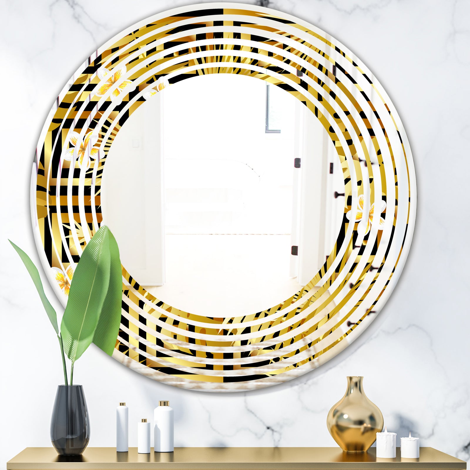 Modern gold luxury pattern - Modern Round or Oval Wall Mirror - Wave